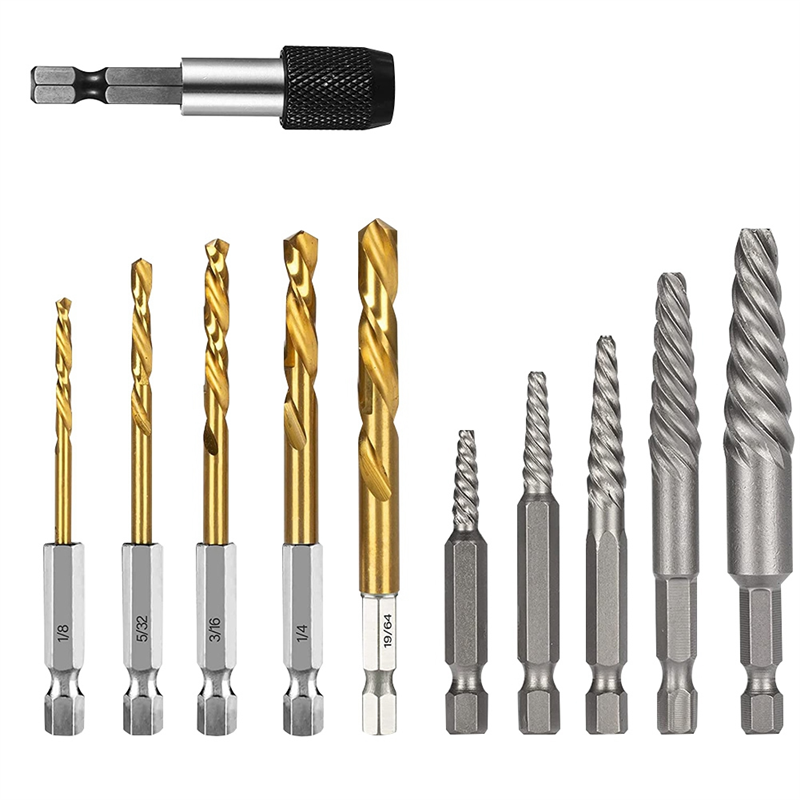 11 Pieces Screw Extractor Set Easy Out Bolt Extractor Set for Removing Broken Screws