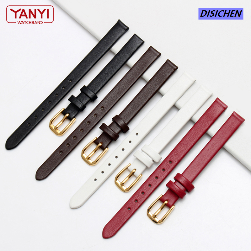 DISICHEN Genuine Leather Watch Bracelet womens fashion watchband wristwatches mini band 6mm 8mm 10mm 12mm red white color small strap