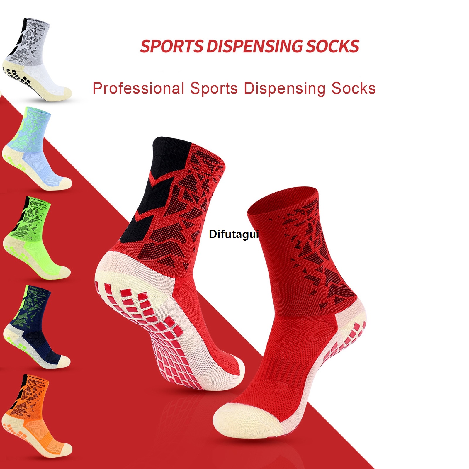 Difutagui Breathable Unisex Sports Football Socks Women Men Color Matching Bargain price Outdoor Mid-calf Length Anti Slip Baseball Soccer Socks