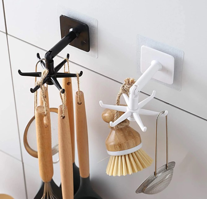 Pack of 2 360 Degrees Rotating 180 Degrees Vertical Hook for Hanging for Home Bathroom Kitchen Towel