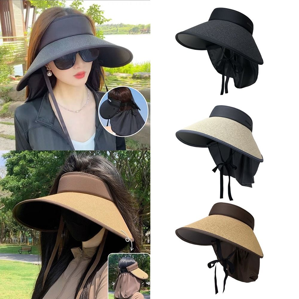 New Large Brim Sunshade Hat Detachable UPF 50+ Beach Hats Foldable UV Protect Sunscreen Hat