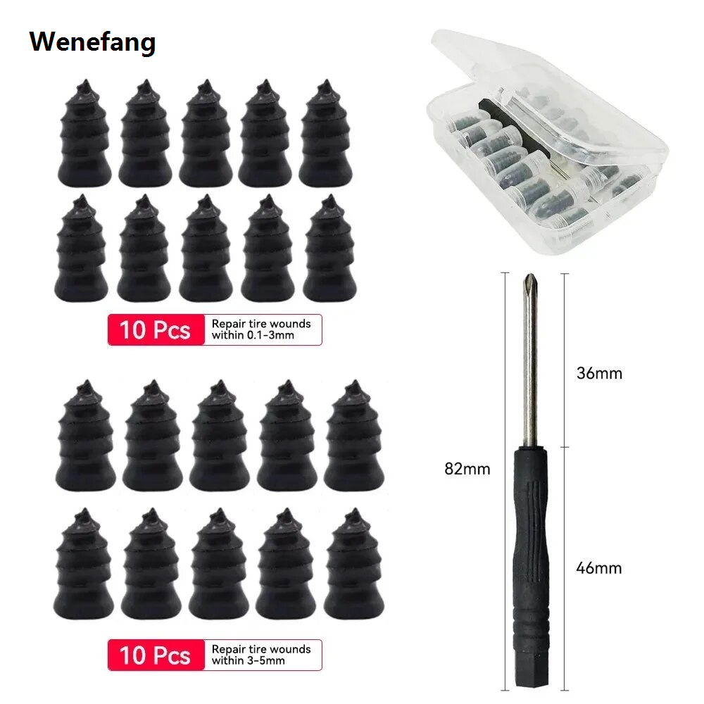 Wenefang 21-10PCS Vacuum Car Tyre Repair Rubber Nail Set Universal Tire Screw Sales promotion Tubeless Repair Tools Accessories Kit for Motorcycle Truck