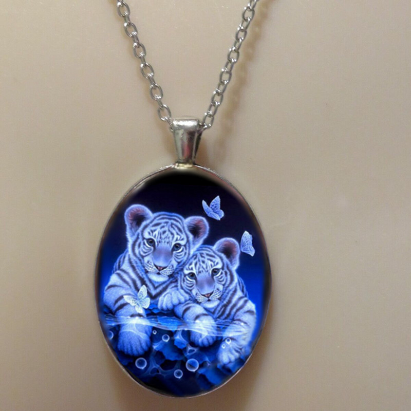 【Mega Sale】temu creative teardrop pendant parent-child cute pet white tiger trendy men Halloween jewelry