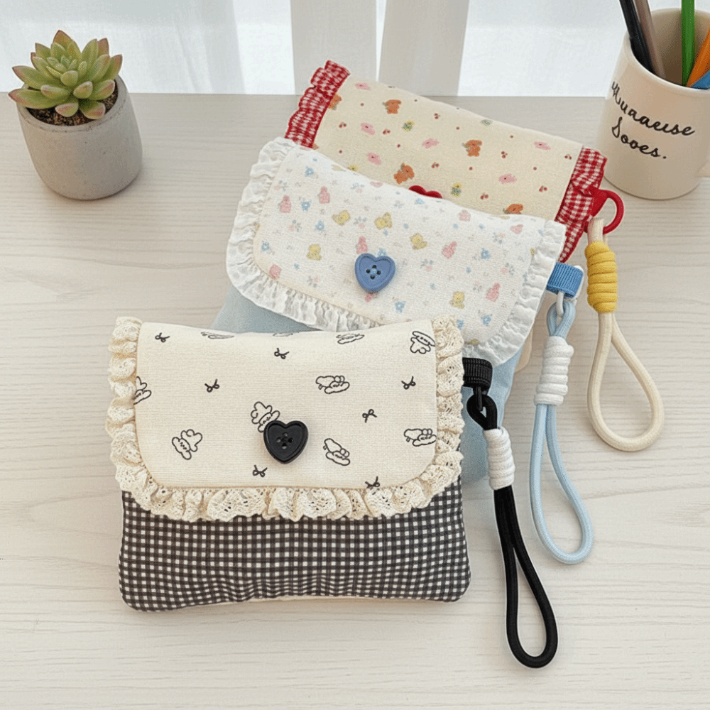 Sweet Large Capacity Sanitary Napkin Storage Bag Printed Portable Floral Makeup Bag Purse Small Item Bag Mini Cosmetic Bag Outdoor