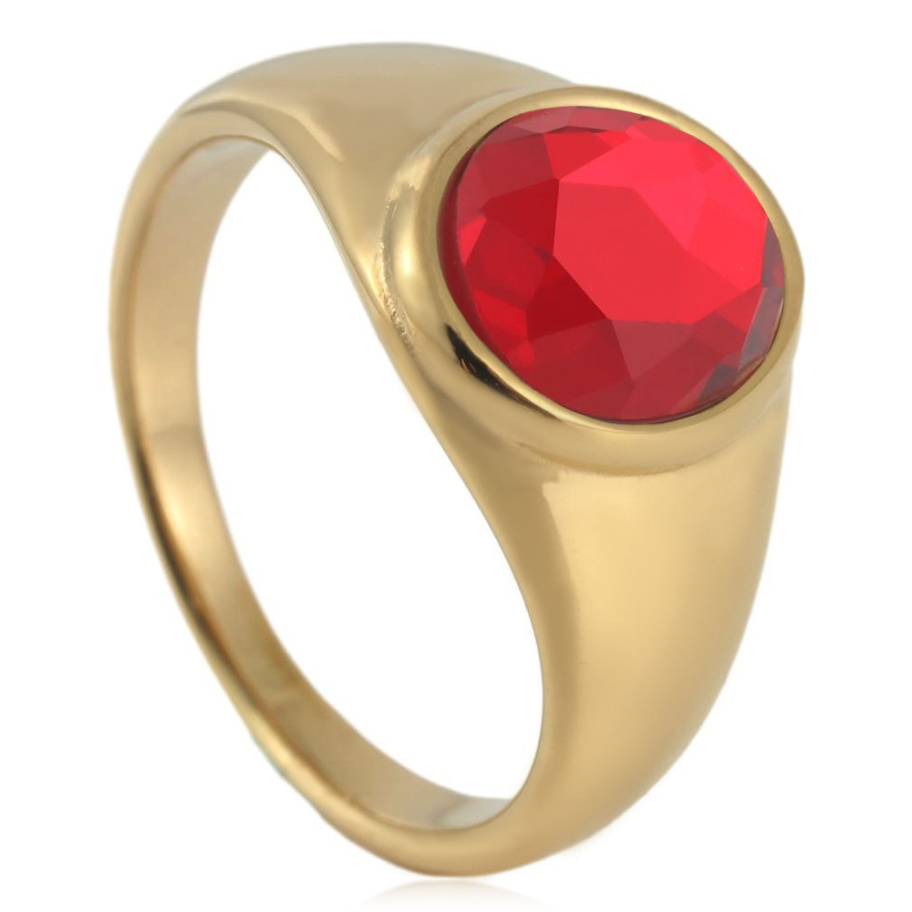 【Special offer】Personalized New Arrival Stainless Steel Red Stone Ring Fashionable Women's Ring Titanium Steel Electroplated Ruby Ring
