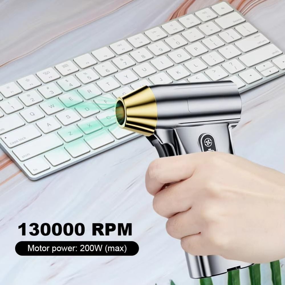 Portable 130000RPM Violent Turbo Fan Type-C Charging Wind Speed 52m/s Turbofan Air Blower Wireless Design Handheld Device Powerful Dust Blower Computer Keyboard Cleaning
