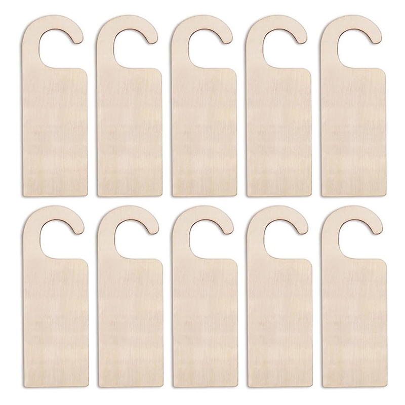 20PCS Unfinished Wood Door Knob Hangers Door Knob Signs DIY Craft E