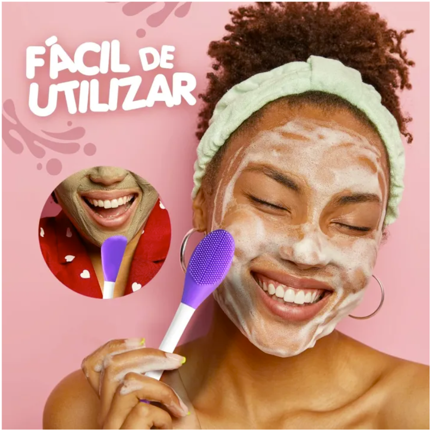 Double Ended Silicone Face Mask Applicator & Scrubber, 3 in 1 Face Wash Brush for Pore Cleansing, Gentle Exfoliating, Removing Blackhead Brush And Facial Cleansing