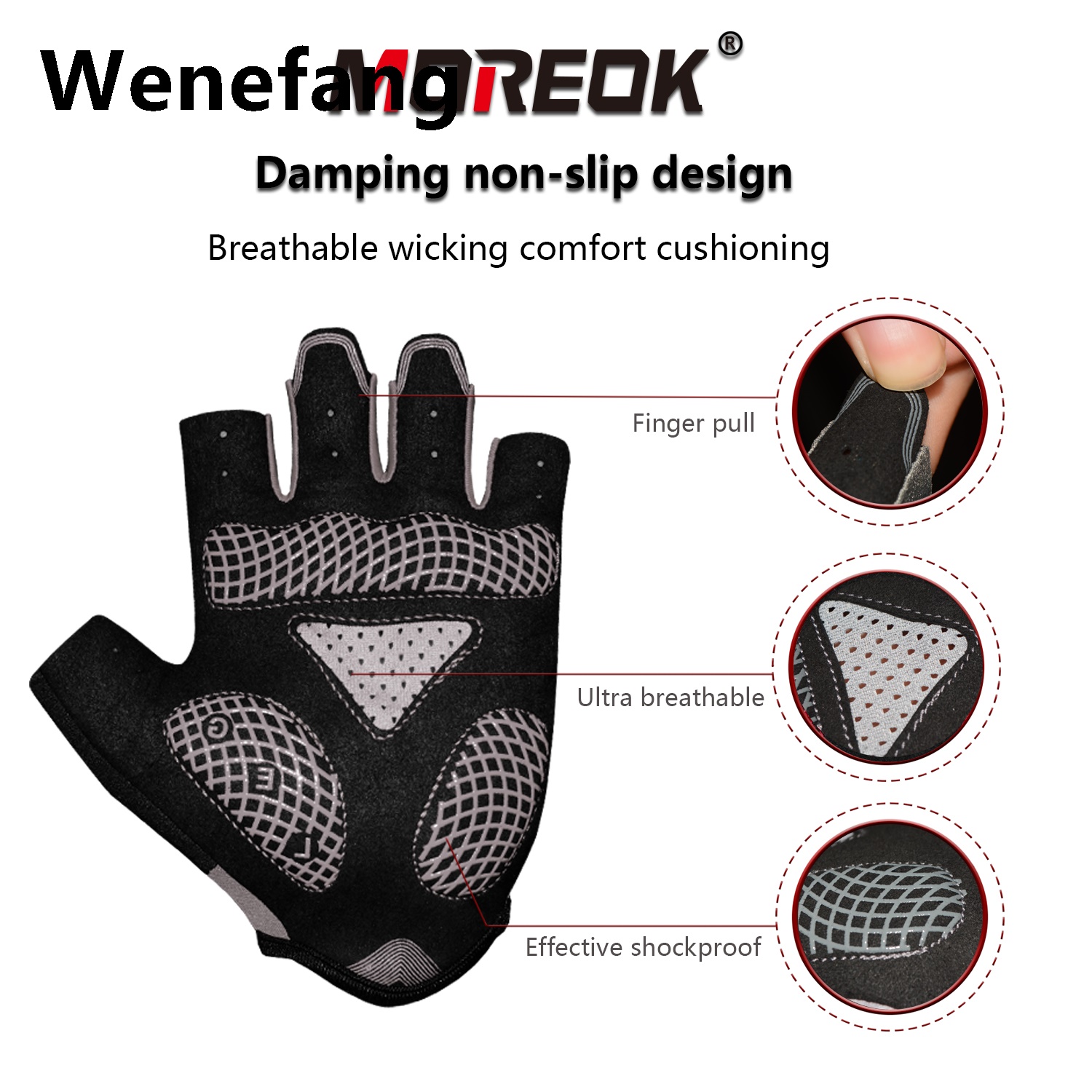 Wenefang MOREOK Cycling Gloves Half Finger Bike Gloves 5MM Silicone Pads Pads Bicycle Gloves Shock-Absorbing Mountain Bike Gloves Anti