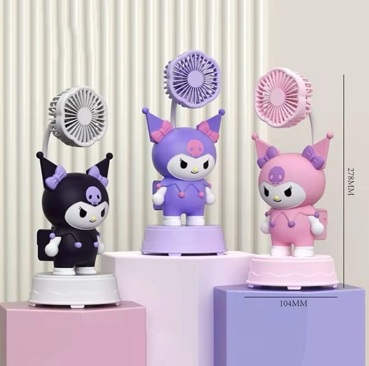 Masala Beads Sanrio Character Kuromi USB 2nd Gear Speed Retractable Desktop Small Table Stand Rechargeable Fan