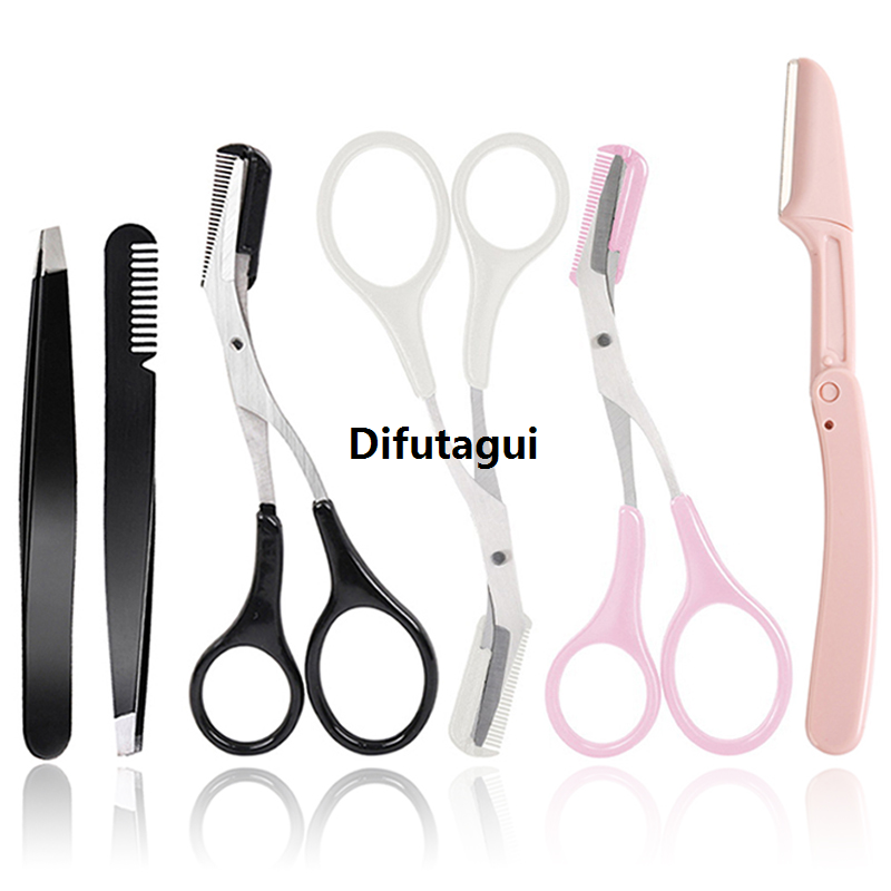 Difutagui Eyebrows Trimmer Tweezers Scissor With Comb For Eyebrows Makeup 2025 Tools Accesories Hair Removal Shaver Sets Kit Beauty