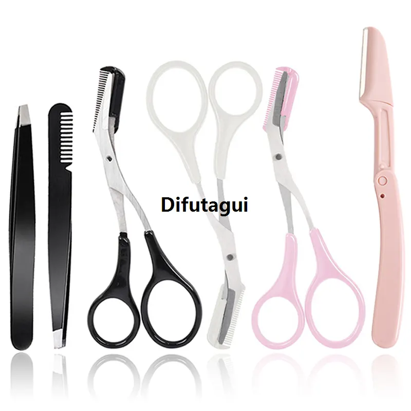 Difutagui Eyebrows Trimmer Tweezers Scissor With Comb For Eyebrows Makeup 2025 Tools Accesories Hair Removal Shaver Sets Kit Beauty