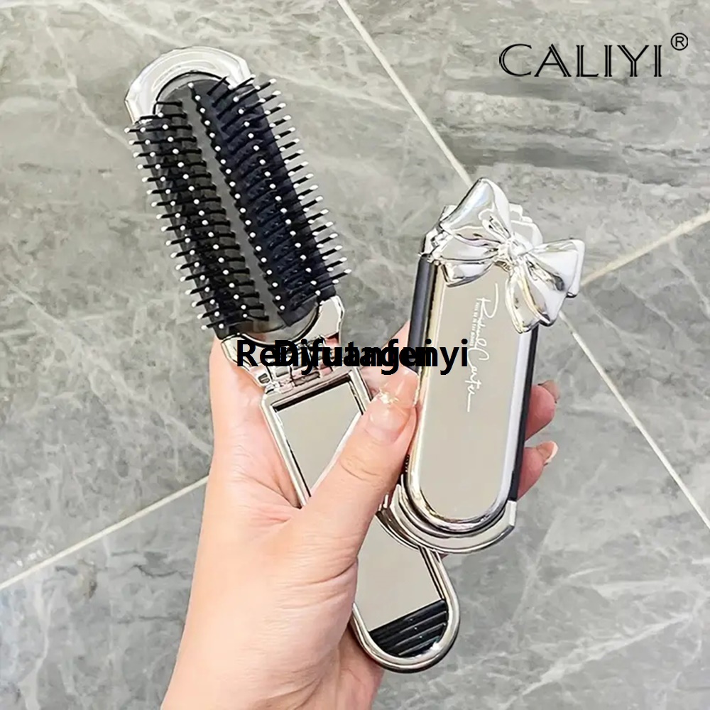 Difutagui CALIYI 1PCS Folding Mini Pocket Hair Comb with Mirror Portable Massage Profesional Hot Selling Comb Brush for Salon Travel Outdoor Makeup Styling Tools