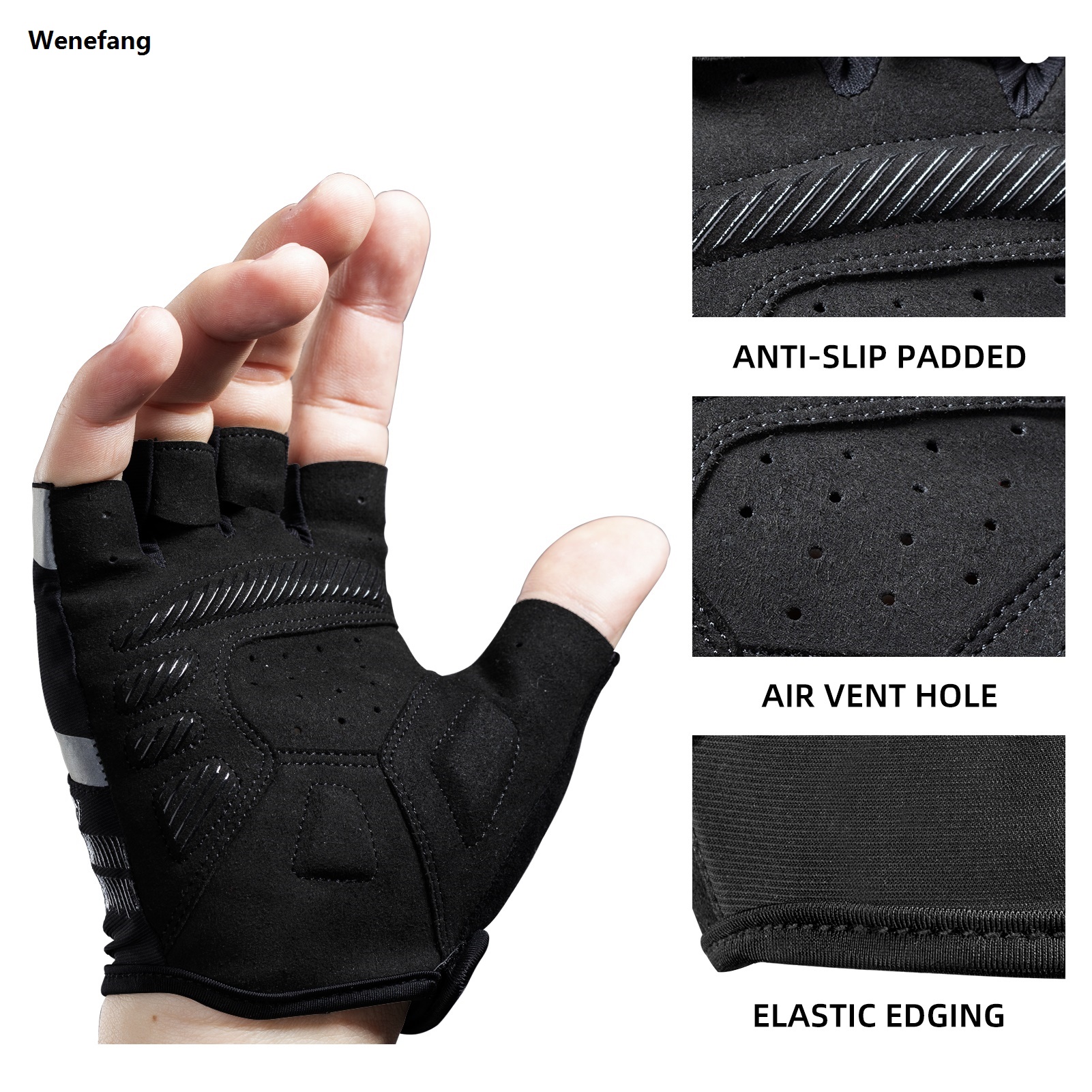 Wenefang ROCKBROS Summer Cycling Gloves Half Finger Shockproof Breathable Gym Gloves Men MTB Fingerless Bicycle Gloves Cycling Equipment