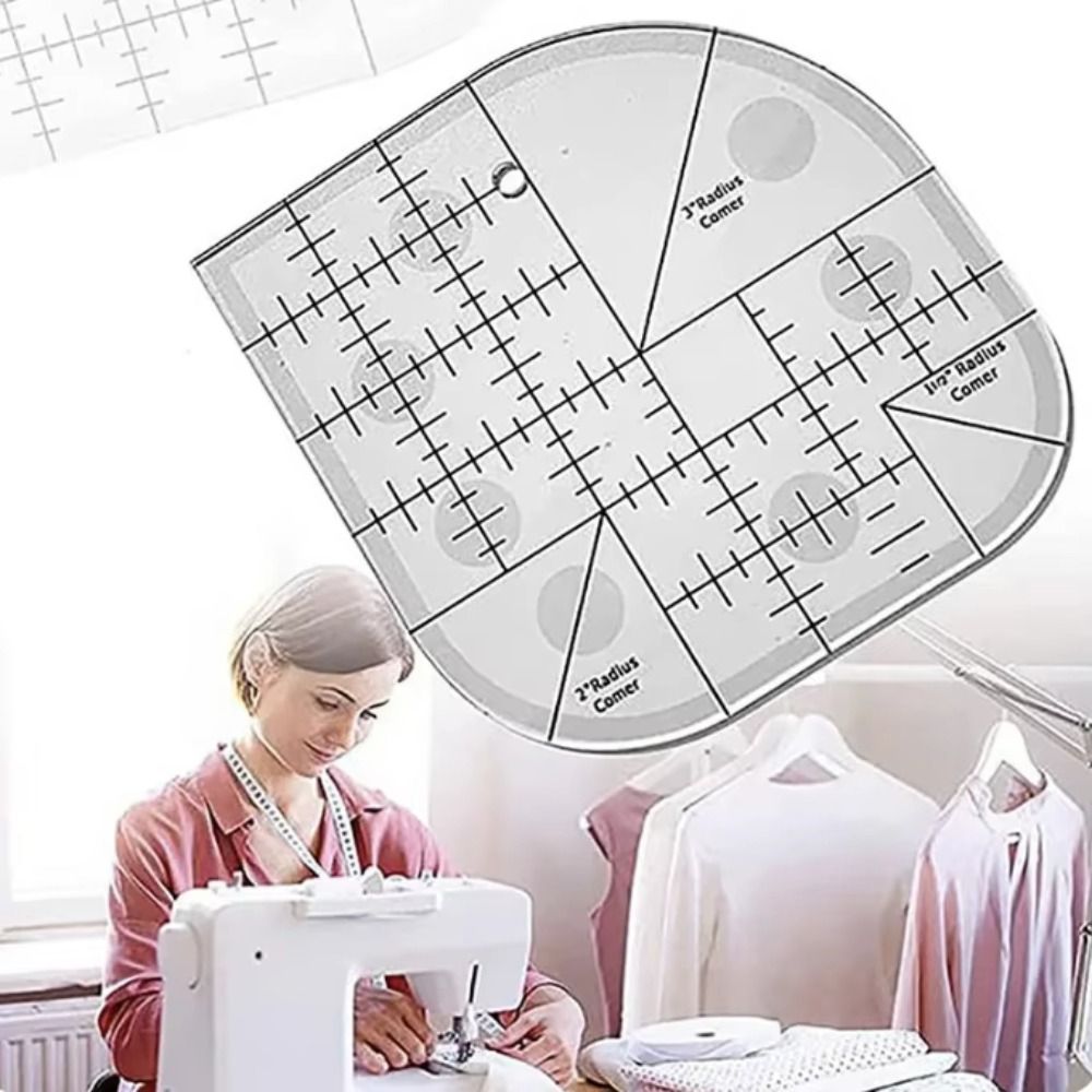 Non Slip Curved Corner Cutter Ruler Acrylic DIY Crafts Patchworks Sewing Template Quilting Accessories Multifunctional Ruler