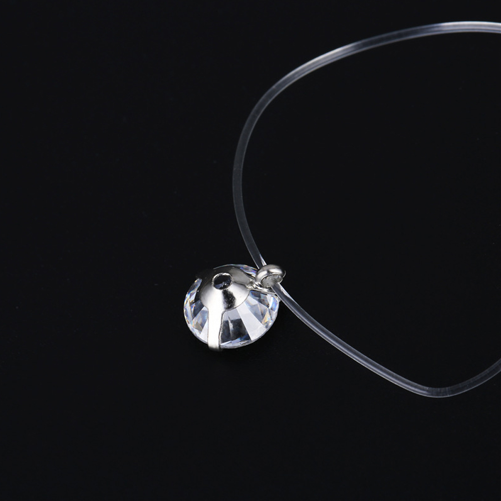 Yuanyan 2024 New Female Transparent Fishing Line Necklace Silver Color Invisible Chain Necklace Women Rhinestone Choker Necklace