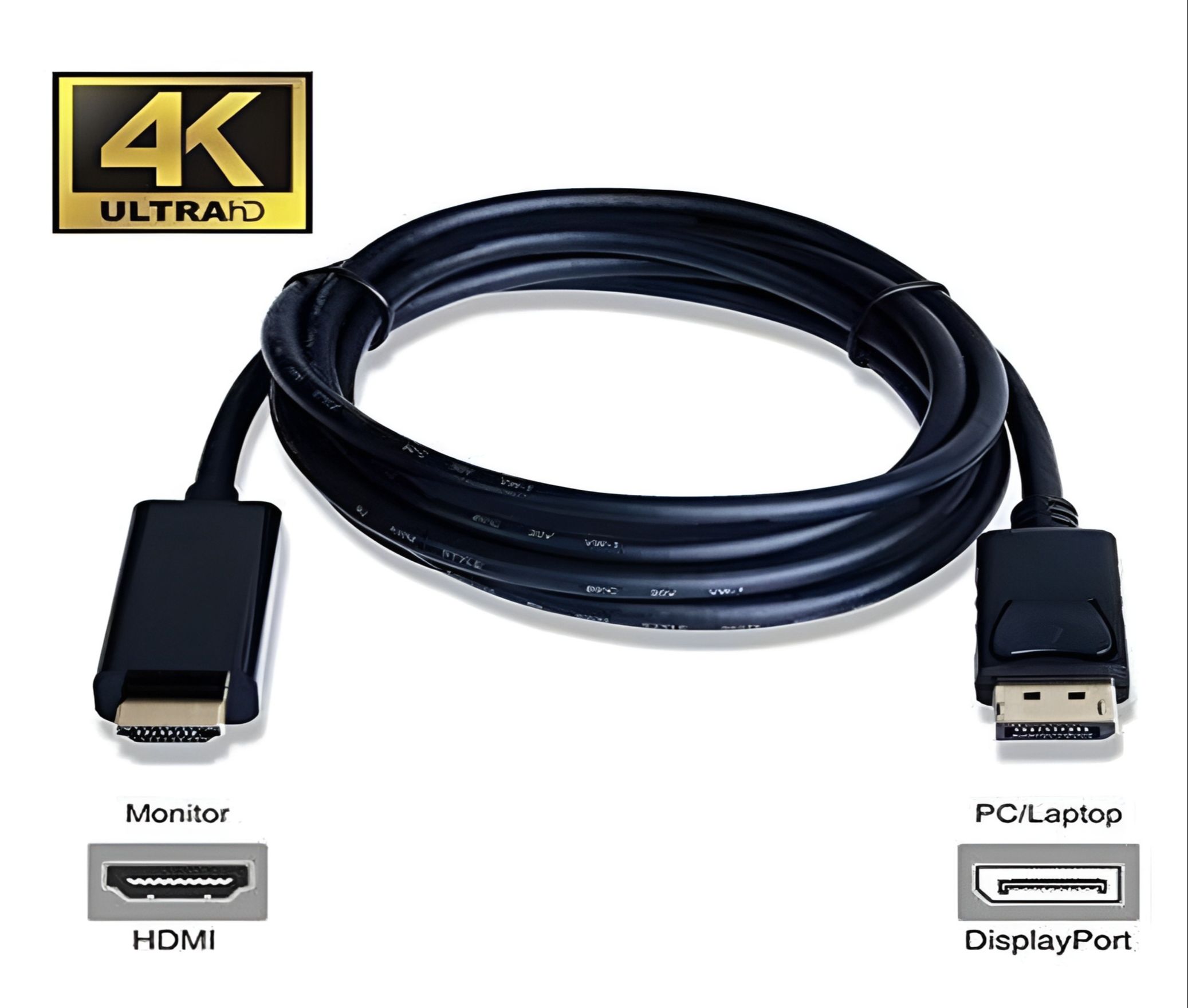 DP To HDMI Cable NEXGEN Premium Wire 1.8 Meter Black DP On Laptop Or Desktop And HDMI On Monitor Or Projector