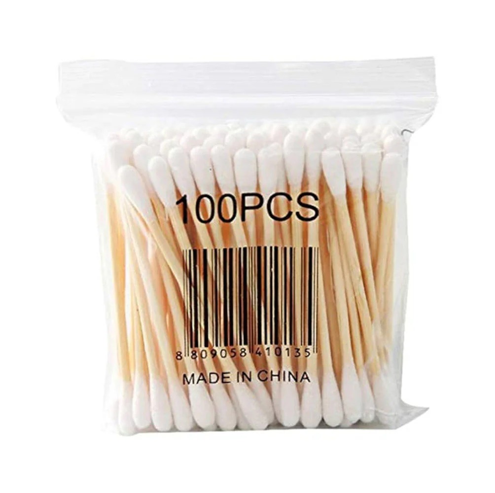 Premium Eco-Friendly Cotton Buds 100% COTTON BUDS Ear Cleaning 100 STICKS Removing Dust & Dirt Multipurpose Double tip cotton