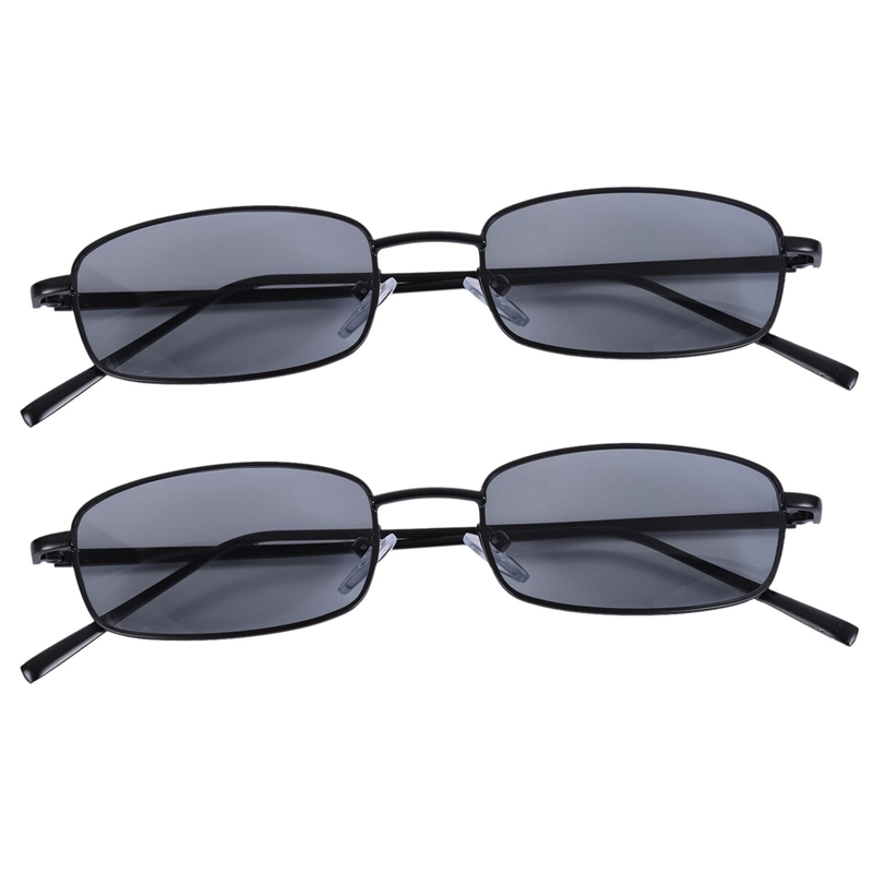 ARELENE 2X Vintage Sunglasses Women Men Rectangle Glasses Small Retro Shades Sunglasses Women S8004 Black Frame Grey