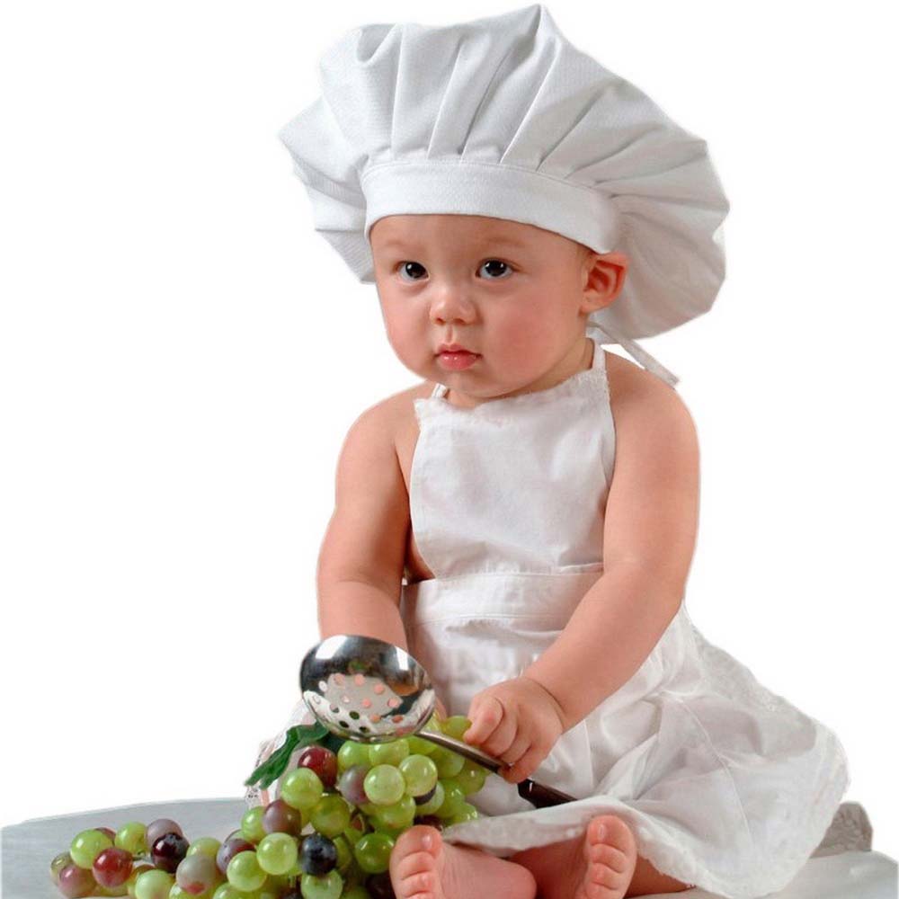 White Cook Cotton Blended For Costumes Costume Photography Chef Hat Baby Photos Apron