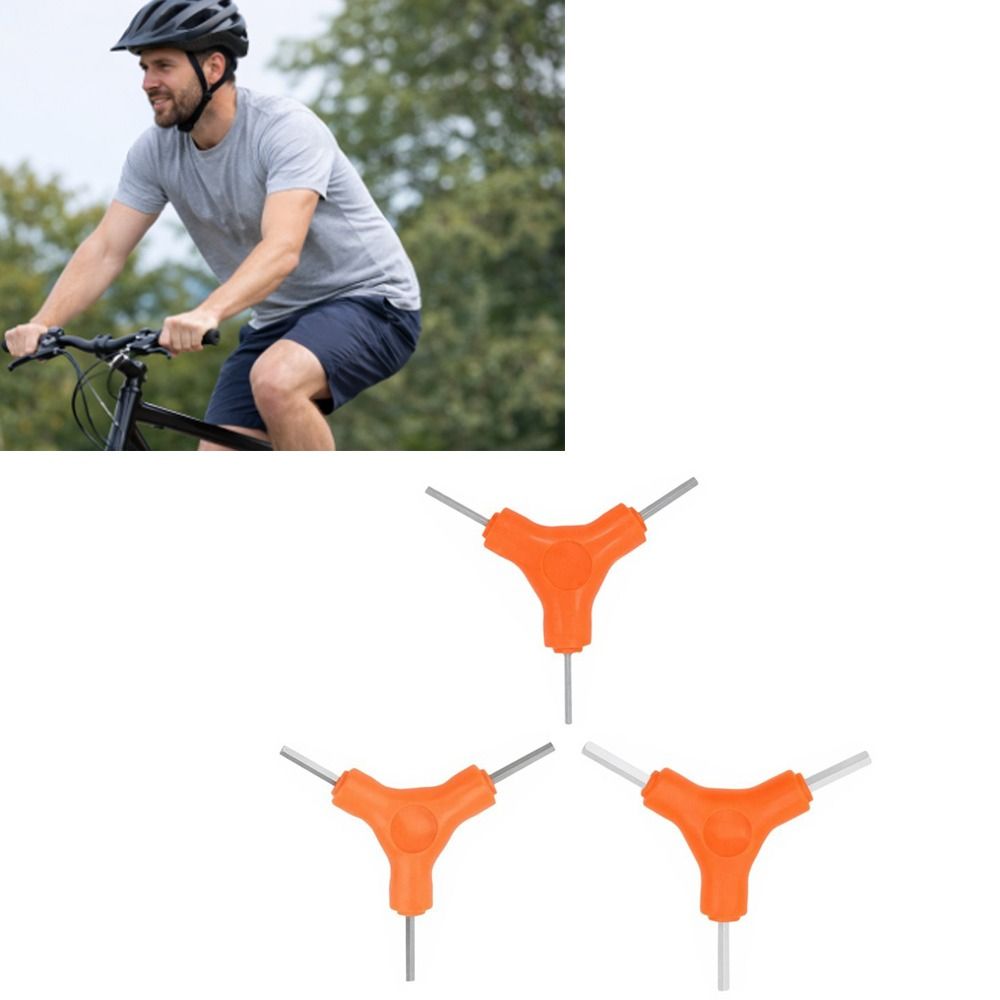 3PCS Portable Steel Bike Wrench Three-way Lightweight Hexagon Wrench Multifunctional Y-Shaped Hex Key Biking Tool