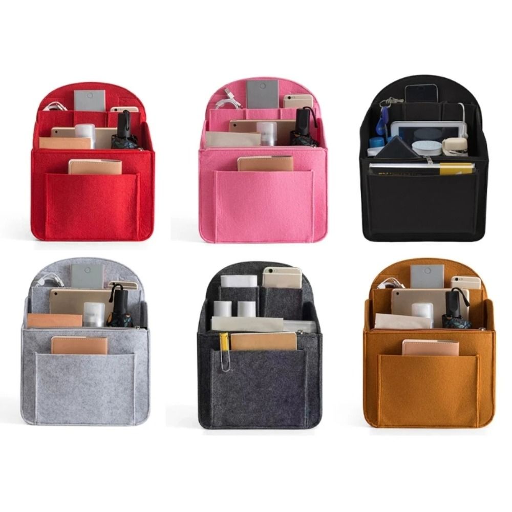New Portable Backpack Insert Small Bag Women Makeup Organizer Interior Travel Bag Divider Shoulder Bag Cosmetic Bags Felt Insert Pocket