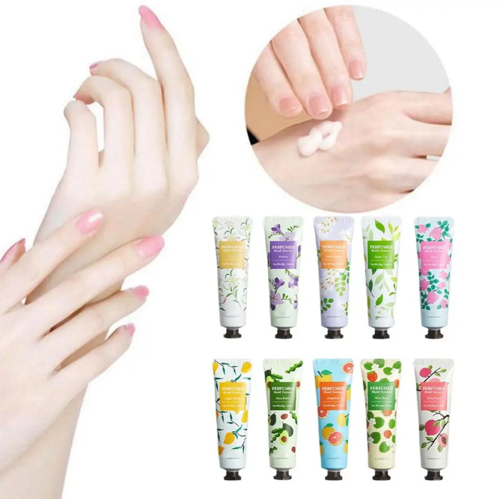 2 Pack Plant Fruits Fragrance Hand Cream, Moisturizing Hand Care Cream,Travel Gift Set With Natural Aloe And Vitamin E For Men And Women,Birthday,Christmas-30gm
