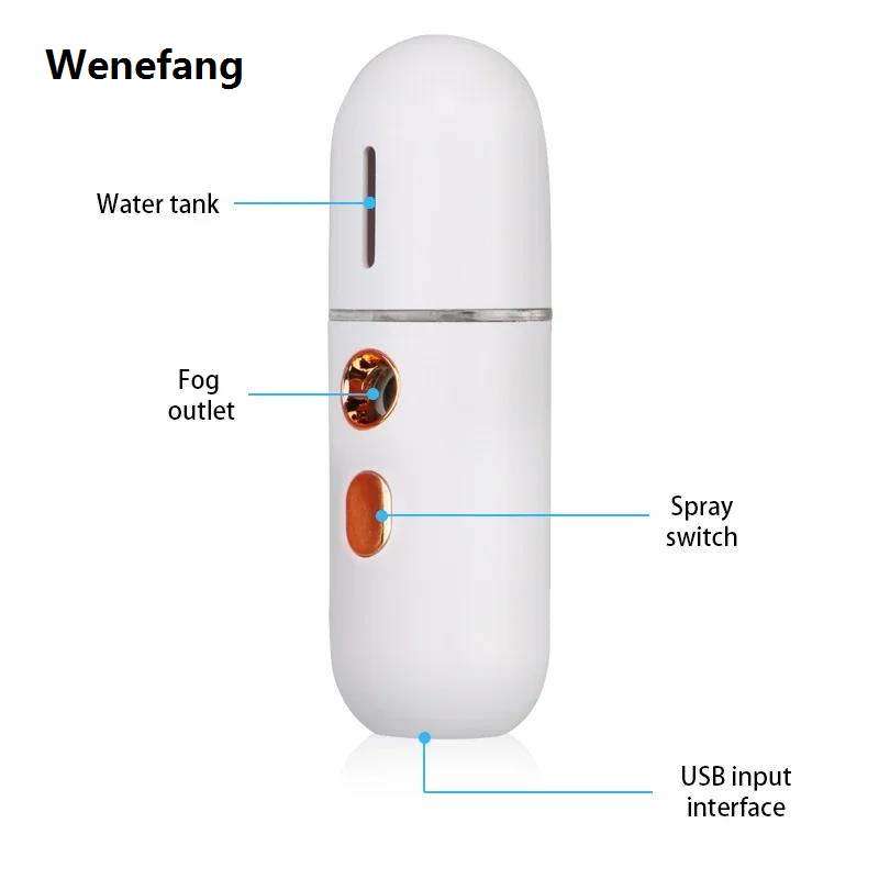 Wenefang Mini Portable Humidifier Nano Mister Facial Steamer Device Beauty 2025 men Hydrating Apparatus Cold men Apparatus Rechargeable