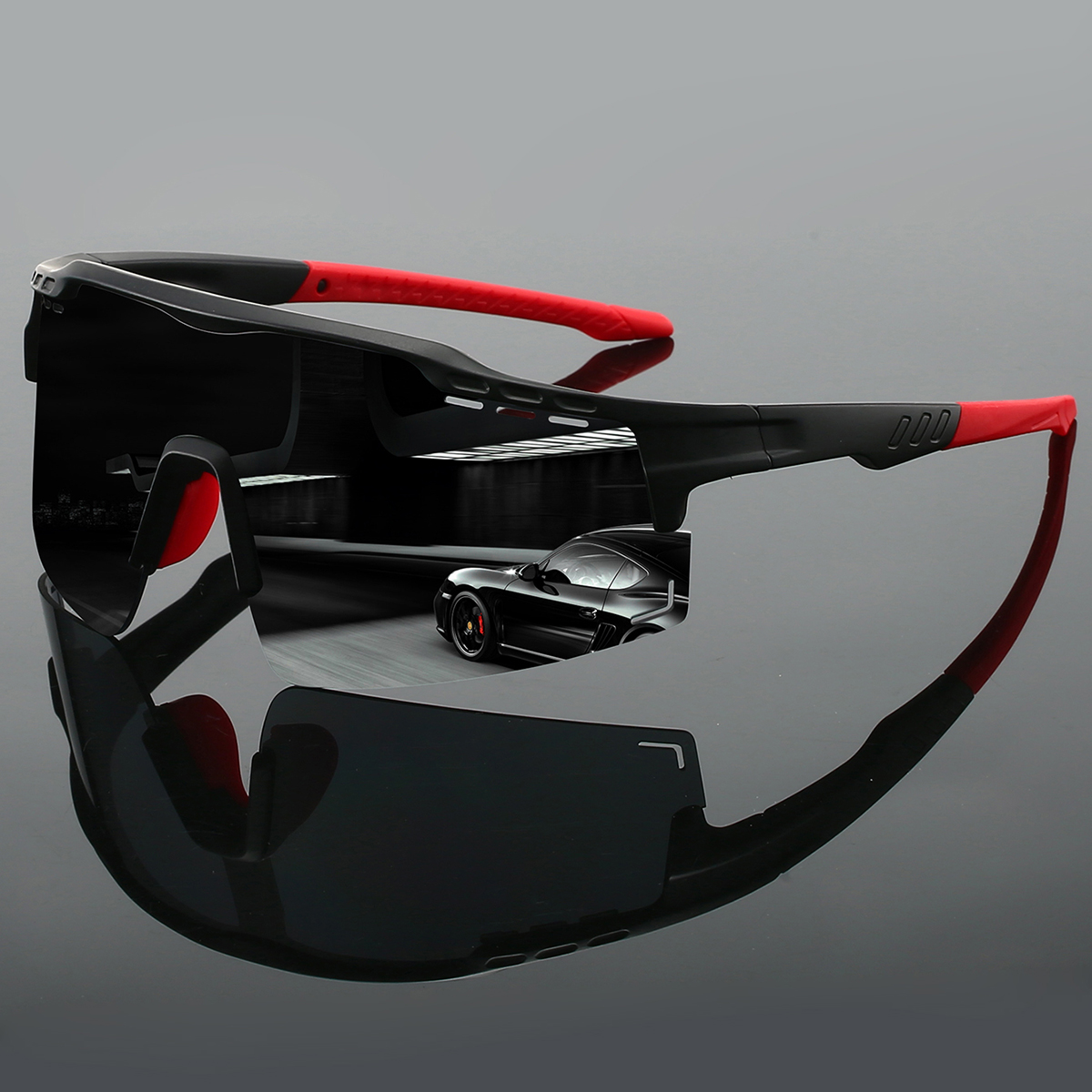 Linman Qylon KAMMPT Semi-rimless Sports Goggle Men 2024 New Mirror Outdo【2025 Version】or Cycling Sunglasses Futuristic Punk Design Anti-UV Hiking Shades