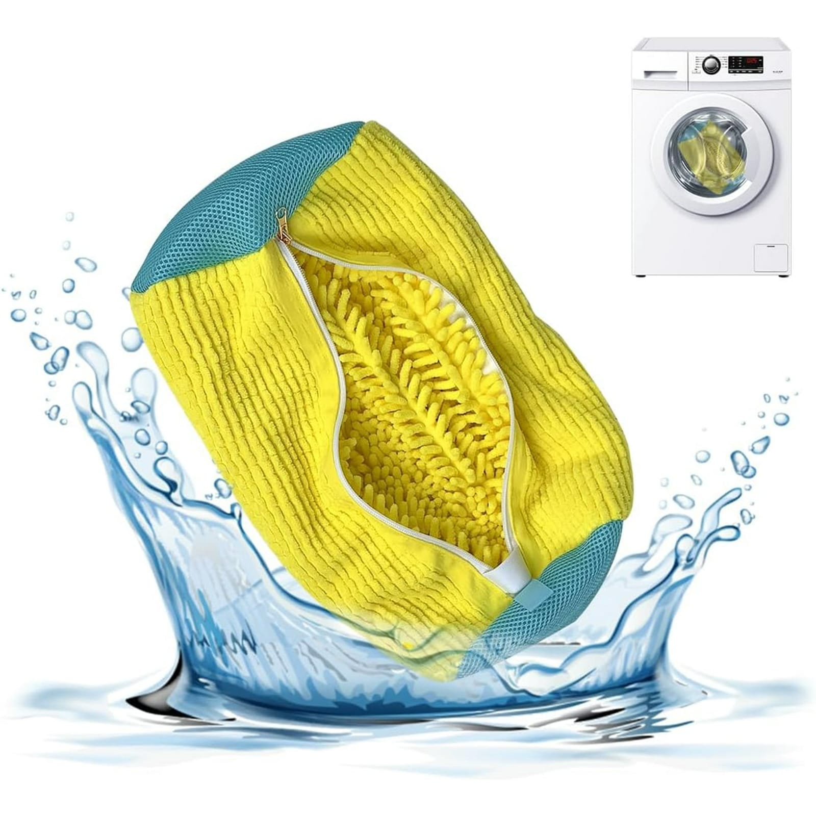 Shoe Washing Bag, Cylinder Reusable Shoe Washing Machine Bag Large Capacity Shoe Laundry Bag with Zipper for Sneakers Running Shoes Sock Toys, Travel Friendly