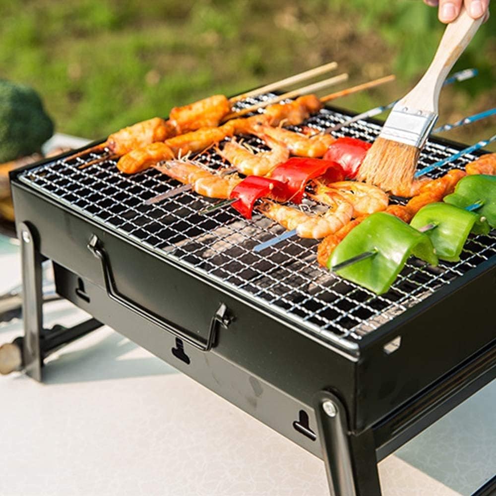 Mini Portable Charcoal BBQ Grill - Foldable Outdoor Barbecue for Camping & Picnics