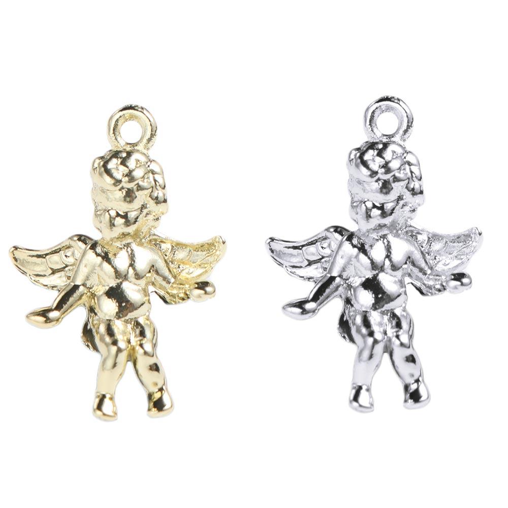 2Pcs/set Fashion Mini Wings Miniatures Zinc Alloy Handmade Cupid Single Pendant Cute Electroplating DIY Cupid Necklace Accessories Small Pendant
