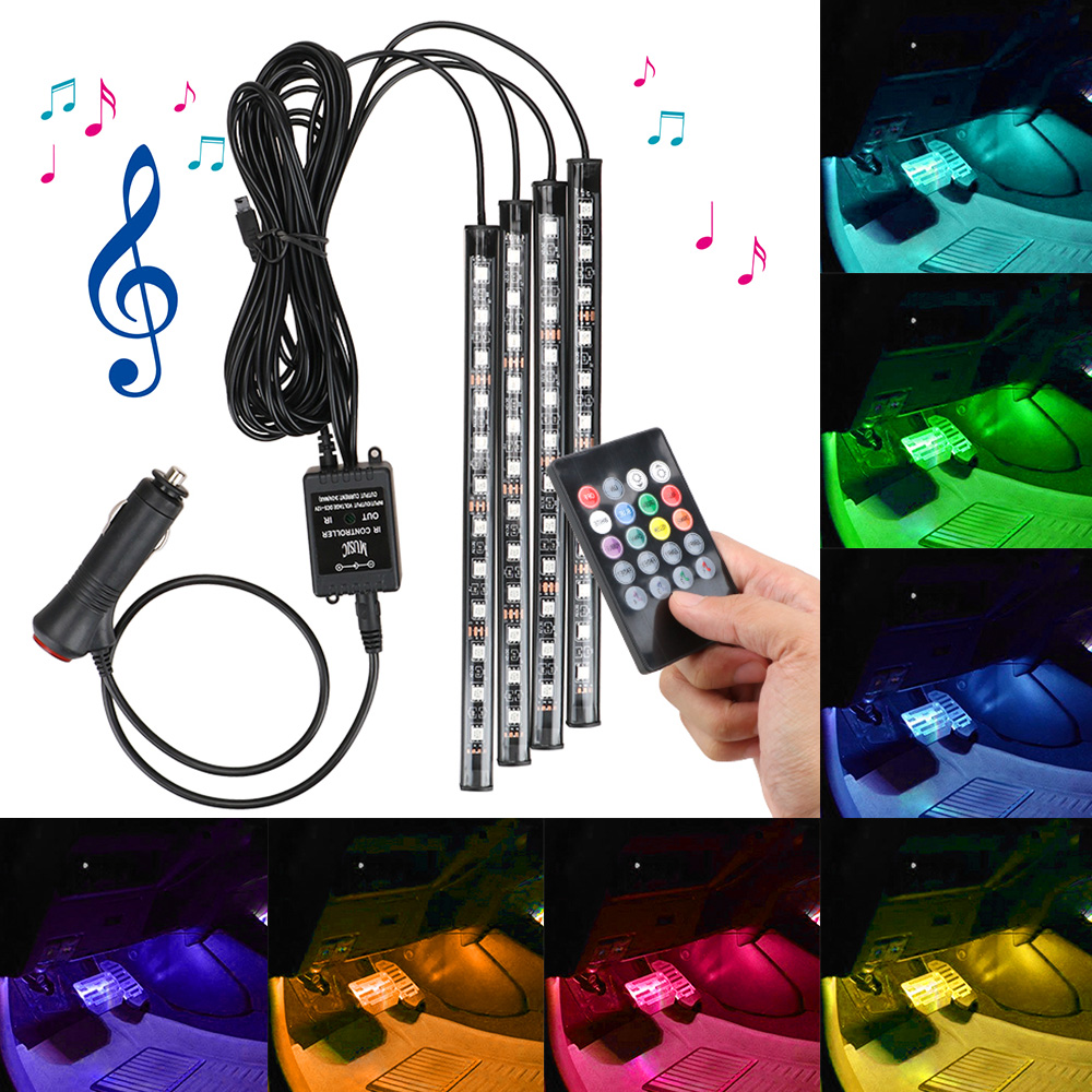 NEW 【Innovative design】Leepee24/36/48/72 Led Ambient Lamp Atmosphere Lamp Automotive Interior Decorative Lights Remote/voice Control Led Car Foot Light