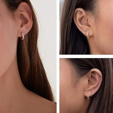 Silver Hoop Earrings for Women, 1Pcs Small Sterling Silver Huggie Earrings | Tiny Cubic Zirconia Cartilage Cuff Earrings Hoop Piercing Jewellery for Girls Men Teens