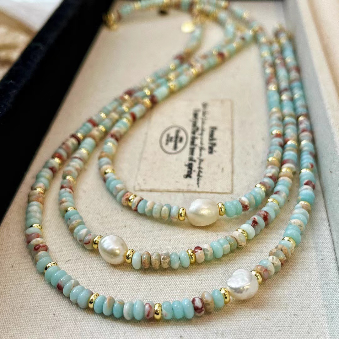 【Mega Sale】Colorful Beaded Women's Freshwater Pearl 2024 New Arrival Luxury Small Public Chinese Style Collarbone Necklace Shoushan Stone