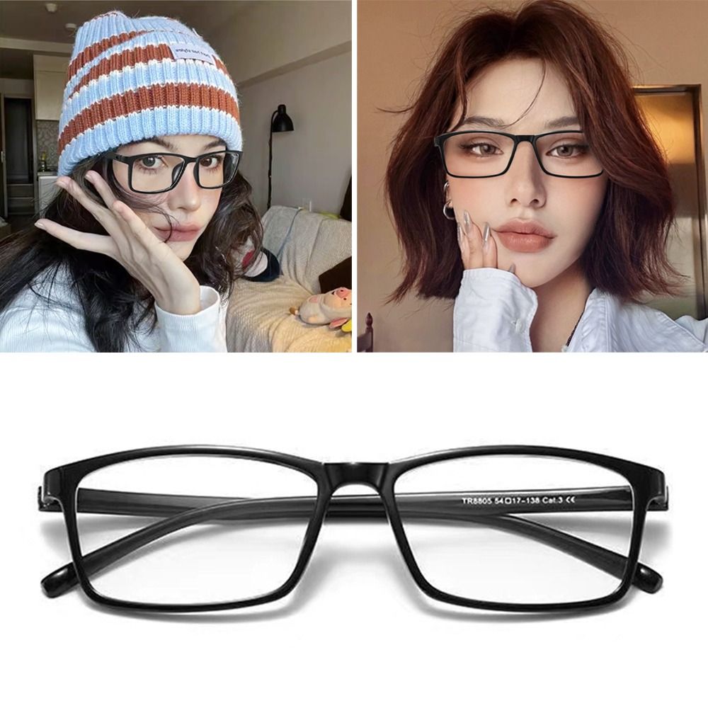 New Mirror Frame Tr90 Square Eyeglass Frame Ultra Light Portable Glasses Frame Empty Frame Without Pieces Black Full Plastic Eyeglass Frame for Men And Women