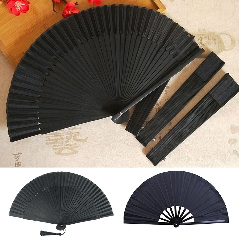 Gifts DIY Black Silk Folding Fan Dance Props Painting Chinese Style Folded Fan Home Ornament Desktop Embellishment Hand Held Fan
