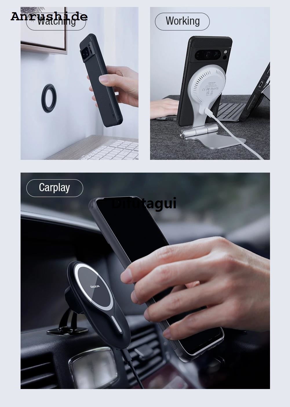Difutagui MagSafe Case for Google Pixel 8 Pro Nillkin Frosted Shield Pro TPU Fifty percent discount New Magnetic Wireless Charging Back Cover for Google Pixel 8 Case