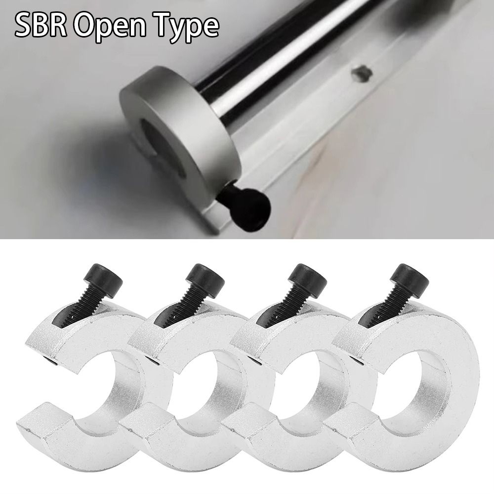 1Pcs New SBR16/20/25/30/35/40 Fixed Locking Limit Ring Optical Axis Aluminum Alloy Linear Rail Shaft Collar with Screws Fixing Open Type Collar CNC Parts Tool