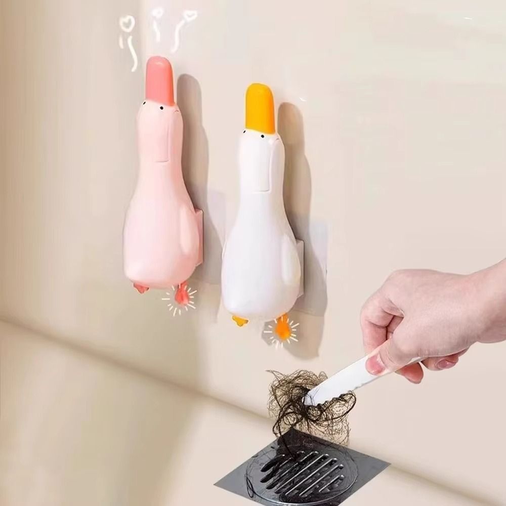 Cute Duck Shaped Bathroom Hair Clip Wall Mounted 2-in-1 Trash Clip Reusable Sink Hair Clip Kitchen Sink Cleaning Tools