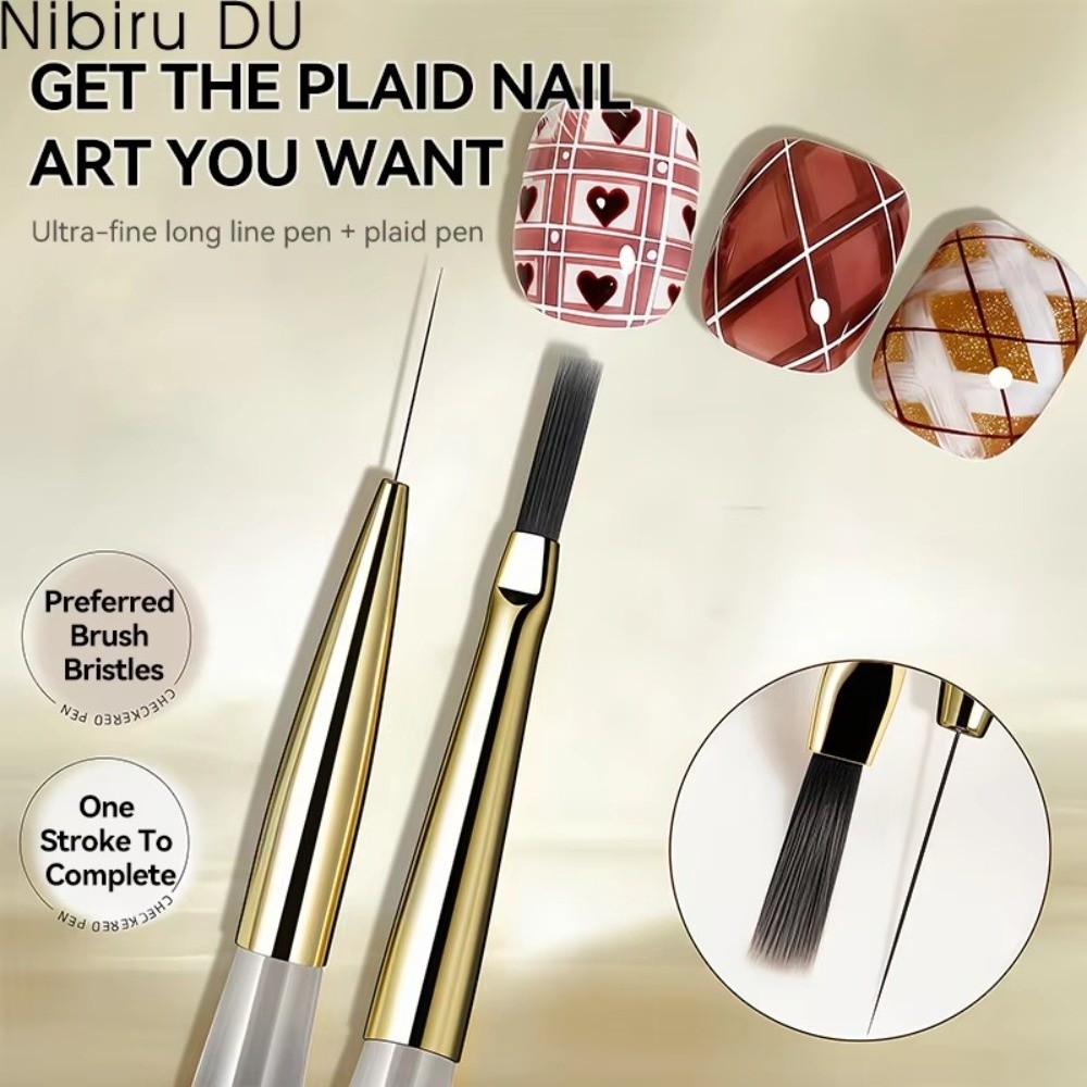 Durable DIY Nail Art Nail Art Brush Tartan Lines Brush Tip Drawing Painting Brush Ultra Fine Carving Dotting Pen