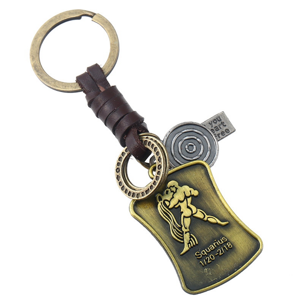 OYPFXMI Keychains Constellation Tag Key Pendant Retro Key Chain for Men Women Jewelry Car Keyrings Charm ()