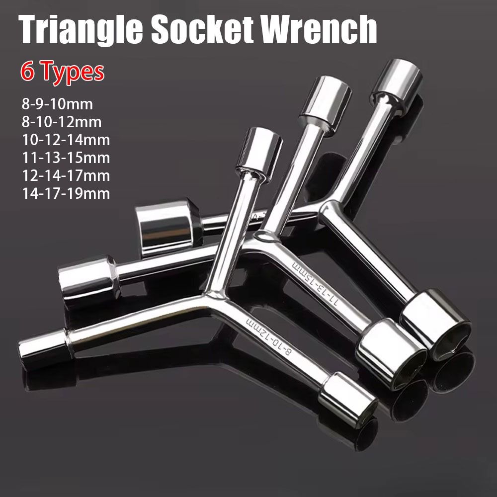 8 10 12mm Triangle Socket Wrench Bicycle Bike Y Type Wrench Sockets Multi-Standard Chrome Vanadium Steel Socket Wrench Set