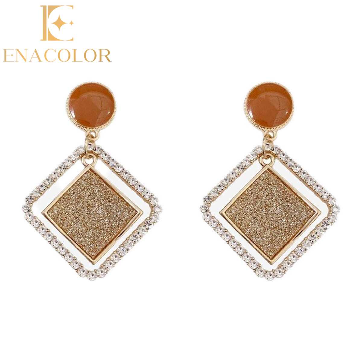 Enacolor Delicate Women Geometric Hollow Diamond Earrings Frosted Earrings for Girls New Korean