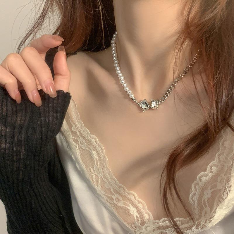 【New Arrivals】Sweet Cool Spice Girl Design Sense Baroque Pearl Necklace Fashionable Light Luxury Niche Collar Bone Chain Women's Summer Necklace Accessories