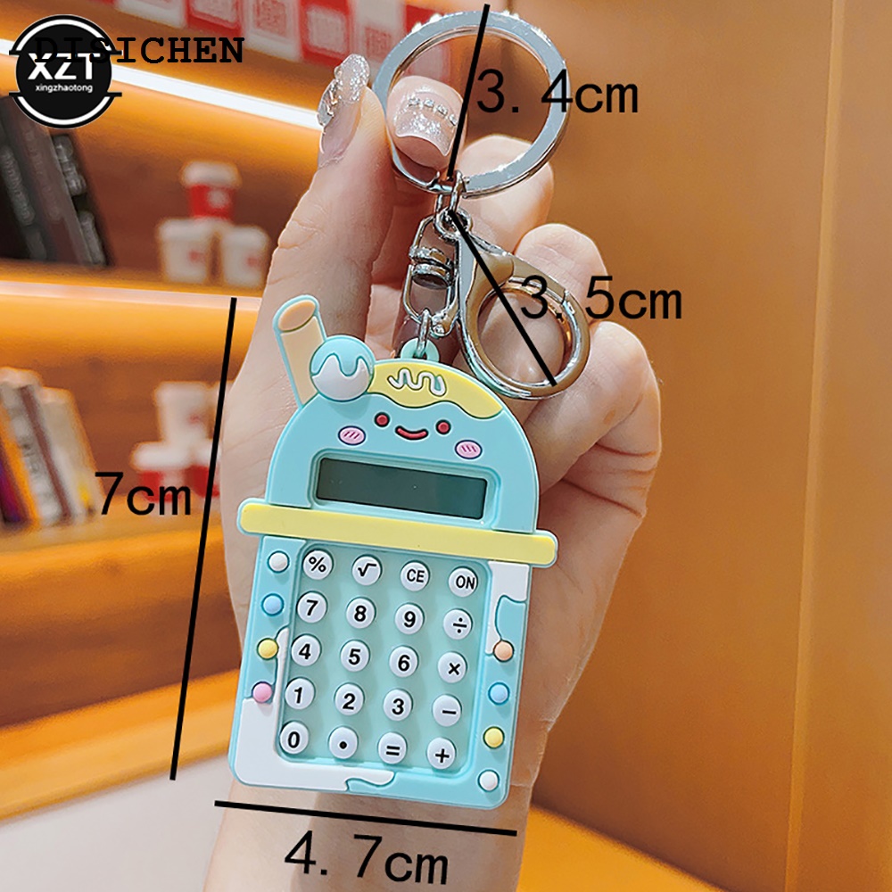 DISICHEN New Mini Portable Keys Chain Calculator Cute Cookies Style Ultra-thin Button Battery Creative Candy Color Calculator School Supplies
