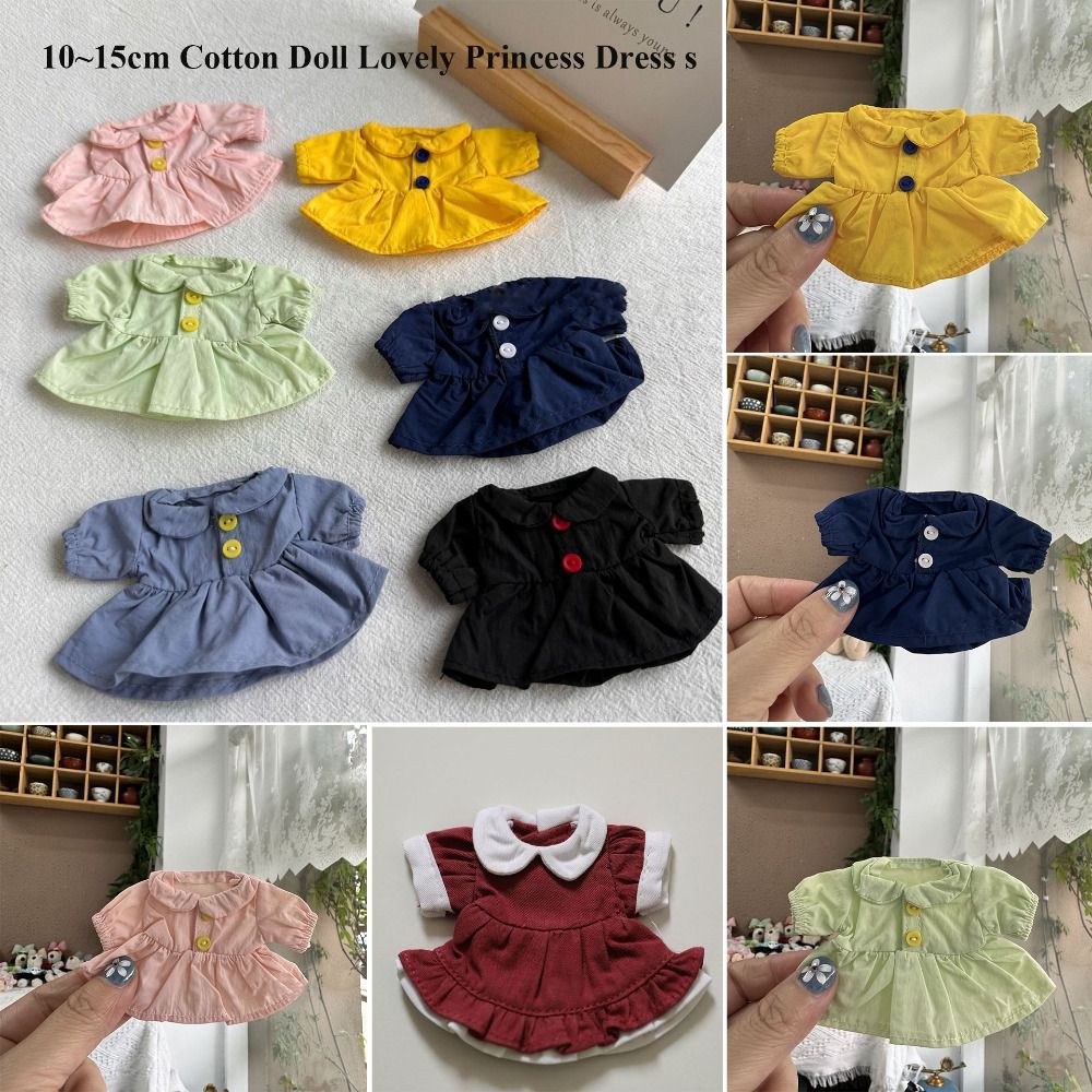 New Accessories Doll Lovely Clothes Cute with Headclip Princess Dress Printed Flower Decoration Multi-Colors EXO Idol Dolls For 10cm Cotton Doll