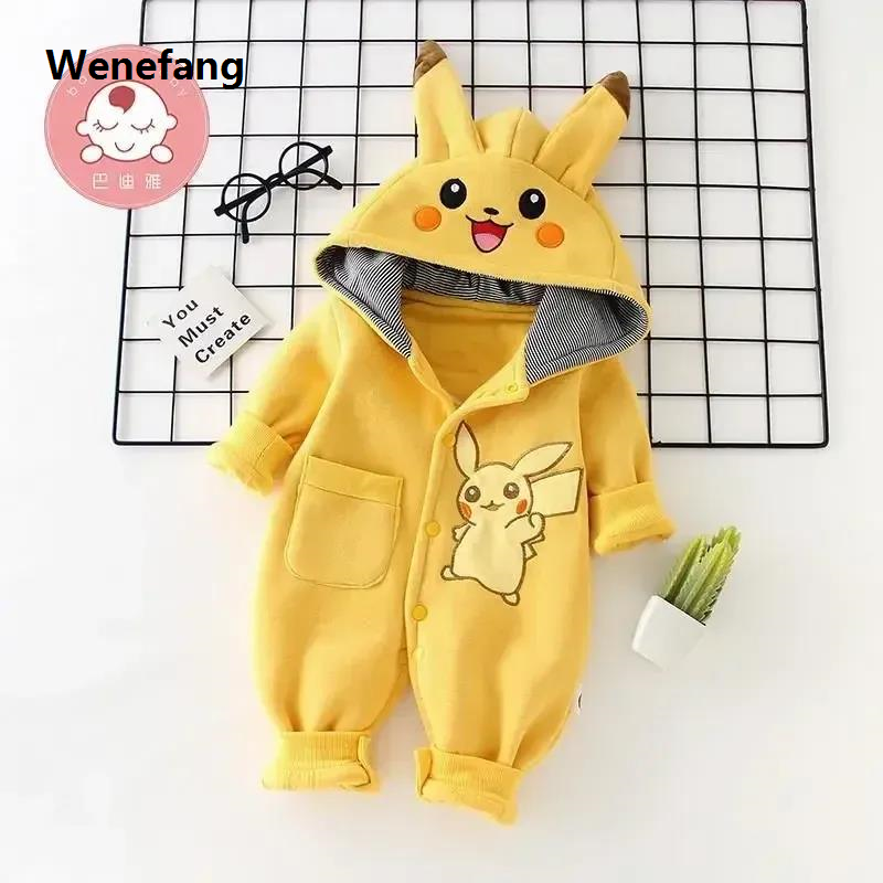 Wenefang New Cute Cartoon Pokemon Pikachu Baby Pyjamsa Newborn Winter Long-Sleeved High Quality Kids Rompers Clothing Babies Toddler'S Clothes Onesie
