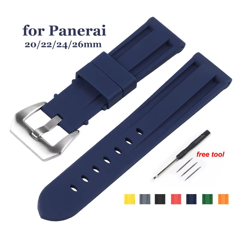 20mm 22mm 24mm 26mm Silicone Rubber Watch Strap for Panerai Band Universal Replacement Bracelet Pin Buckle Women Men Wristband