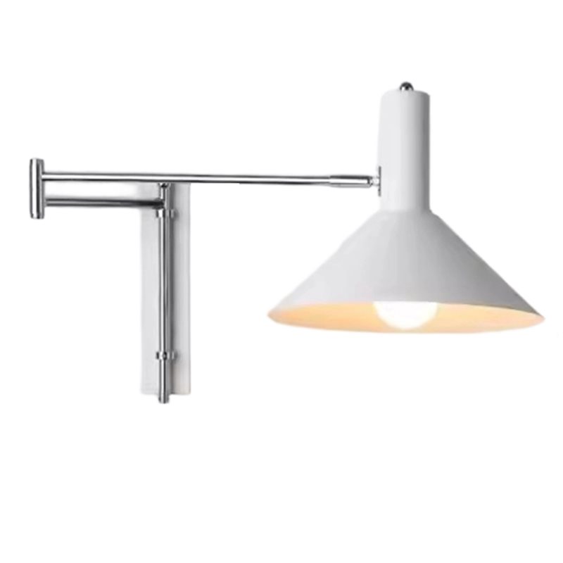 Foldable Metal Wall Light Modern Folding Swing Arm Sconce Minimalist Extendable Lamp for Bedside & Bar Red